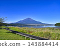 [Yamanashi Prefecture] Summer view of Mt. Fuji from the shore of Lake Yamanaka 143884414