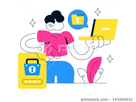 File Access Vector Illustration Featuring Secure Document Storage, Digital Folder, Padlock, Data Protection, and User Authentication Concept File Access Vector Illustration Featuring Secure Document Storage, Digital Folder, Padlock, Data Protection, and User Authentication Concept 143884632