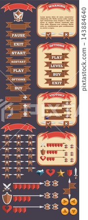 Design of the game user interface. Vector illustration. Design of the game user interface. Vector illustration. 143884640