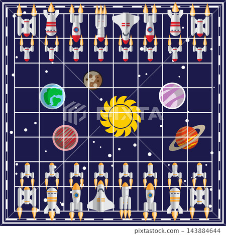 Stylized chess on a space theme. Vector illustration. Stylized chess on a space theme. Vector illustration. 143884644