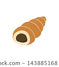 Illustration of a chocolate cornet filled with chocolate cream. 143885168