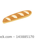 Illustration of a baguette with a cut in it 143885170