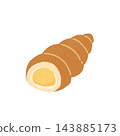 Illustration of a cornet filled with custard cream. 143885173