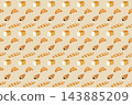 Seamless background pattern featuring sliced bread and croissants. 143885209