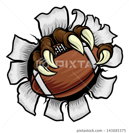 American Football Ball Claw Monster Animal Hand 143885375