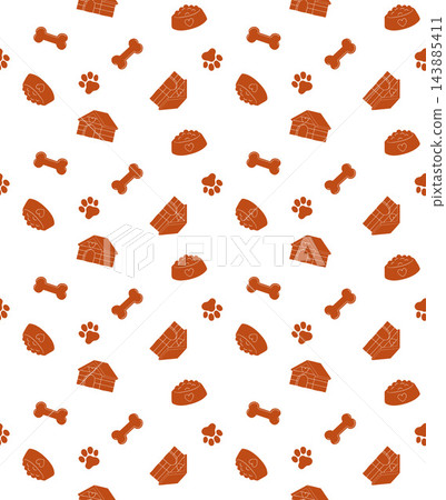 Seamless Dog Pet Pattern with Bones and Paws Seamless Dog Pet Pattern with Bones and Paws 143885411