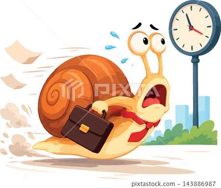 Snail businessman rushing late to meet a deadline 143886987