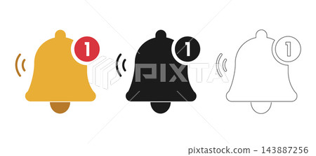 Notification Bell Icon with Unread Alert Badge 143887256
