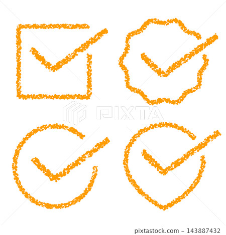 Crayon-style hand-drawn checkmark set Crayon-style hand-drawn checkmark set 143887432