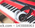 headphone on piano keys. music background 143888063