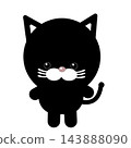 一隻可愛黑貓的全身插圖 143888090
