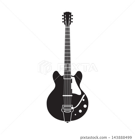 Electric Guitar, Semi-Hollow Body Guitar Silhouette Electric Guitar, Semi-Hollow Body Guitar Silhouette 143888499