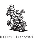 Skull Rider on a Motorcycle Line Art 143888504