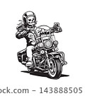 Skull Rider on a Motorcycle Line Art 143888505