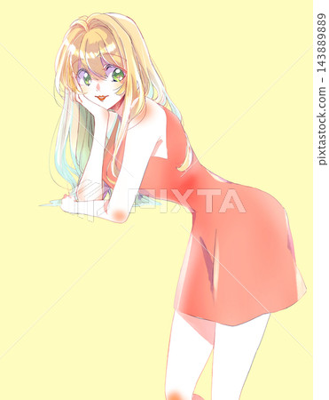 性感的女人,手托著下巴,金髮碧眼,微笑 性感的女人,手托著下巴,金髮碧眼,微笑 143889889