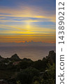 Golden evening sky over the Mediterranean Sea at Costa Paradiso 143890212