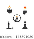 black candle icons set 143891080