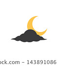 Night sky crescent moon dark cloud weather symbol 143891086