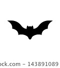 Black bat silhouette icon 143891089