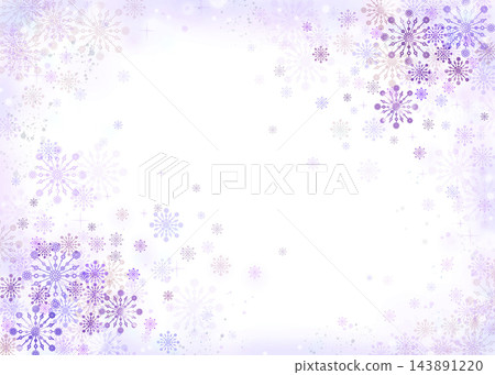 一幅美麗的留白插圖,白色背景上點綴著紫色的雪花和閃閃發光的粒子。 一幅美麗的留白插圖,白色背景上點綴著紫色的雪花和閃閃發光的粒子。 143891220