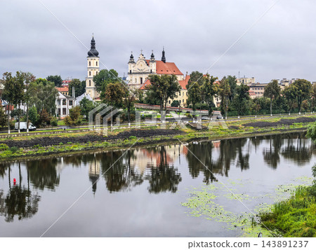 The Cathedral of the Assumption of the Virgin Mary in Pinsk on the banks of the Pina River, Republic of Belarus The Cathedral of the Assumption of the Virgin Mary in Pinsk on the banks of the Pina River, Republic of Belarus 143891237