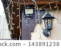 Set of decorative street lighting.String lights,vintage lantern,floodlights. 143891238