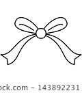 Simple ribbon bow line art icon illustration with round knot isolated on transparent background. Black outline thin gift bow clip art element for holiday wrapping layout. Simple ribbon bow line art icon illustration with round knot isolated on transparent background. Black outline thin gift bow clip art element for holiday wrapping layout. 143892231