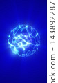 Glowing blue plasma orb with electric cellular patterns, radiant currents, and a bright energy core on a deep blue background. 143892287