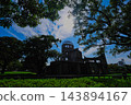 Hiroshima Peace Memorial Park and the Atomic Bomb Dome under a clear blue sky 143894167