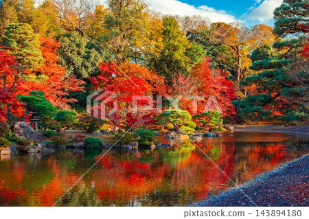 京都仙洞皇居秋葉倒影 京都仙洞皇居秋葉倒影 143894180