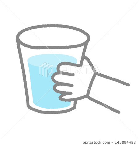 圖中描繪了一個人手裡拿著一杯水。 143894488