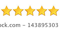 Five Golden Stars Rating Symbol 143895303