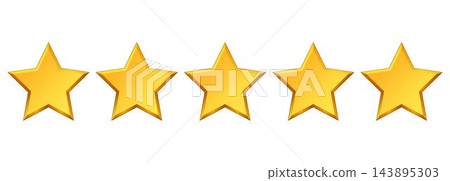 Five Golden Stars Rating Symbol Five Golden Stars Rating Symbol 143895303