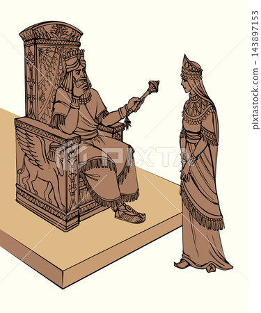 Vector drawing. King on the throne Vector drawing. King on the throne 143897153