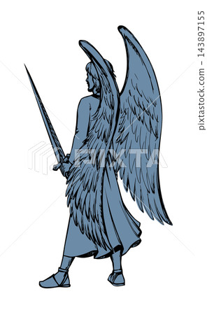 Angel with sword. Vector drawing Angel with sword. Vector drawing 143897155