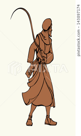 Vector drawing. Jesus drives the merchants out of the temple Vector drawing. Jesus drives the merchants out of the temple 143897174