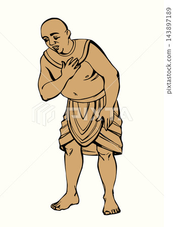 Vector drawing. Egyptian male servant 143897189