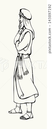 Ancient Jewish man. Vector drawing Ancient Jewish man. Vector drawing 143897192