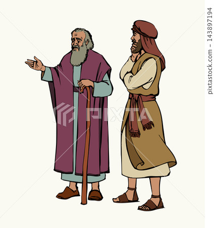Ancient Jewish men. Vector drawing Ancient Jewish men. Vector drawing 143897194