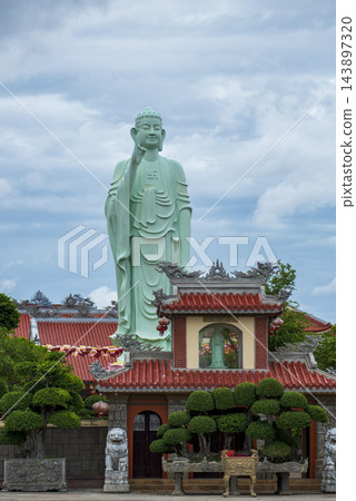 Historic Long Khanh Pagoda featuring traditional Buddhist temple architecture in Quy Nhon, Vietnam. Historic Long Khanh Pagoda featuring traditional Buddhist temple architecture in Quy Nhon, Vietnam. 143897320