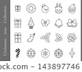 Christmas line art, simple icon collection, vector. 143897746