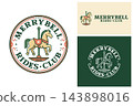 Merrybell rides club logo with carousel horse and vintage charm for events. 143898016