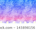 Cute illustration background of a wintery, snowy townscape and residential area. 143898156