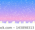 Cute illustration background of a wintery, snowy townscape and residential area. 143898313