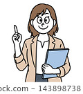 Business illustration of a woman holding a file and explaining something. 143898738