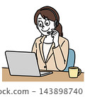 Business illustration of a woman making a call on a computer. 143898740