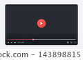 Video player interface with play button and timeline bar 143898815