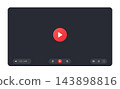 Minimalist video player interface with a red play button 143898816