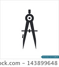 Compass Drawing - Stationary Icon Vector Template 143899648