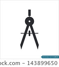 Compass Drawing - Stationary Icon Vector Template 143899650